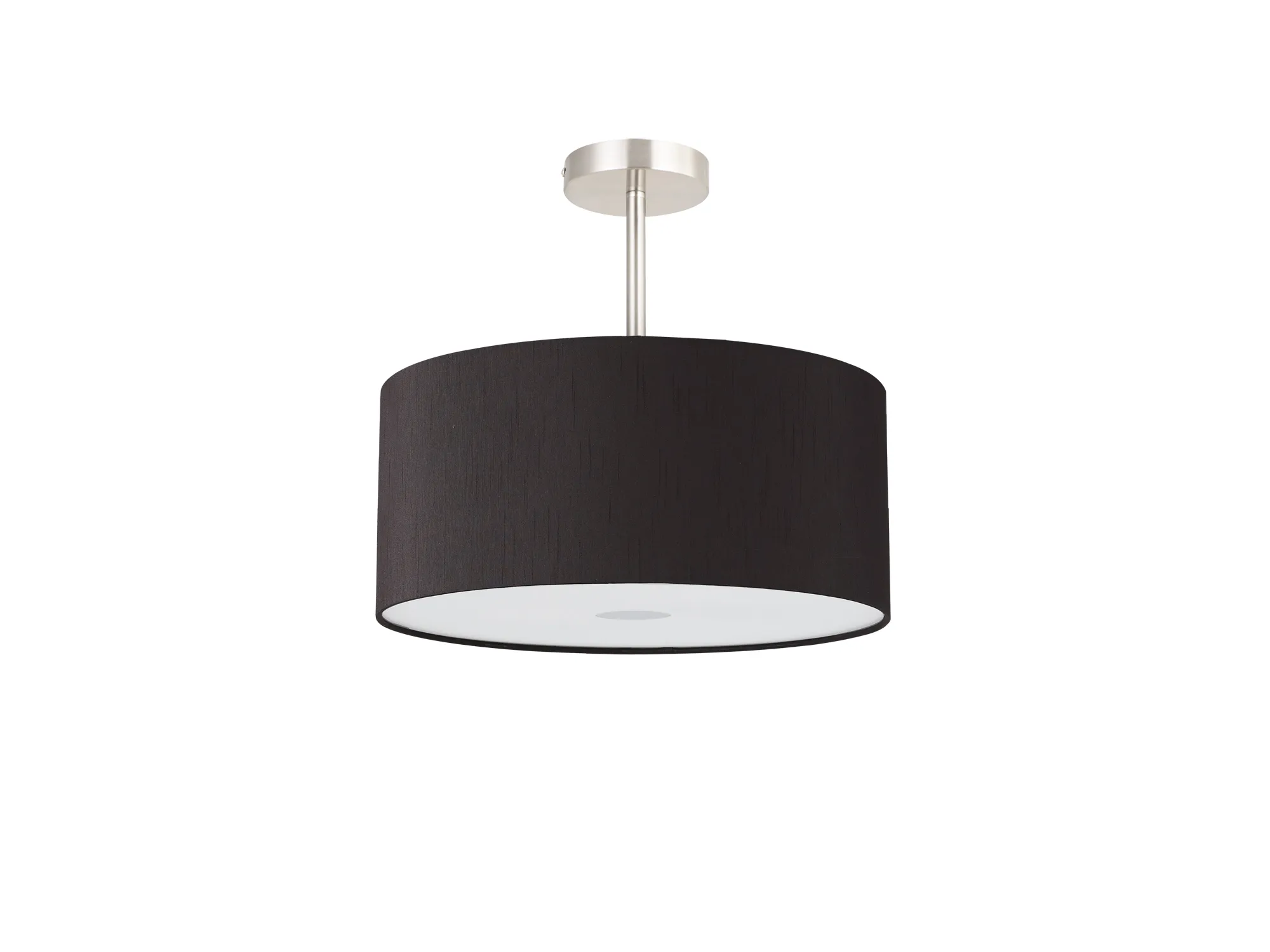 Baymont 40cm Semi Flush 3 Light Satin Nickel, Black, Frosted Diffuser DK0417  Deco Baymont SN BL